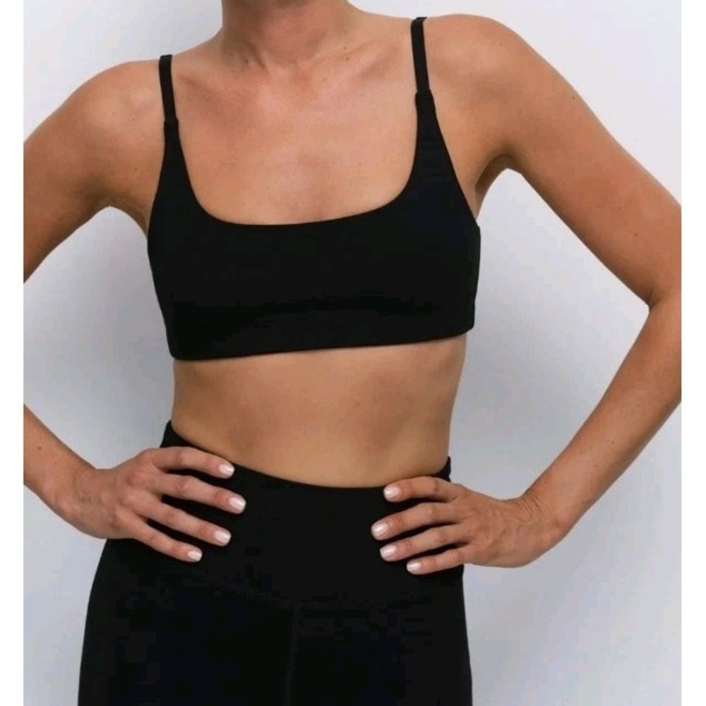 Mate the Label Women's Organic Stretch Scoop Sports Bra BLACK XL NWT